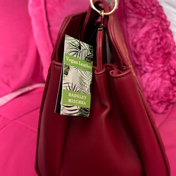 Badgley Mischka Red Quilted Satchel - Picture 2 of 3